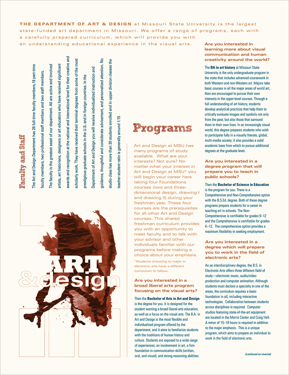 MSU Art & Design flier – front